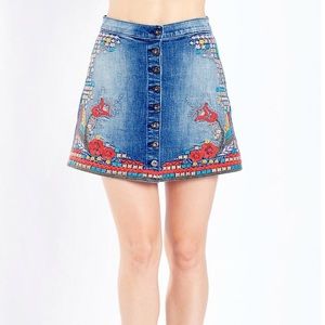 Fall patterned jean skirt!